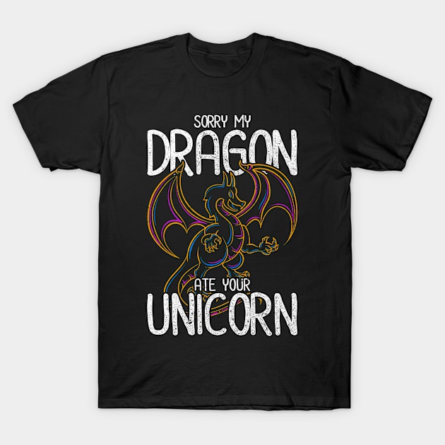 Edgy Joke Dragon Unicorn Retro Dragons T-Shirt by shirtsyoulike